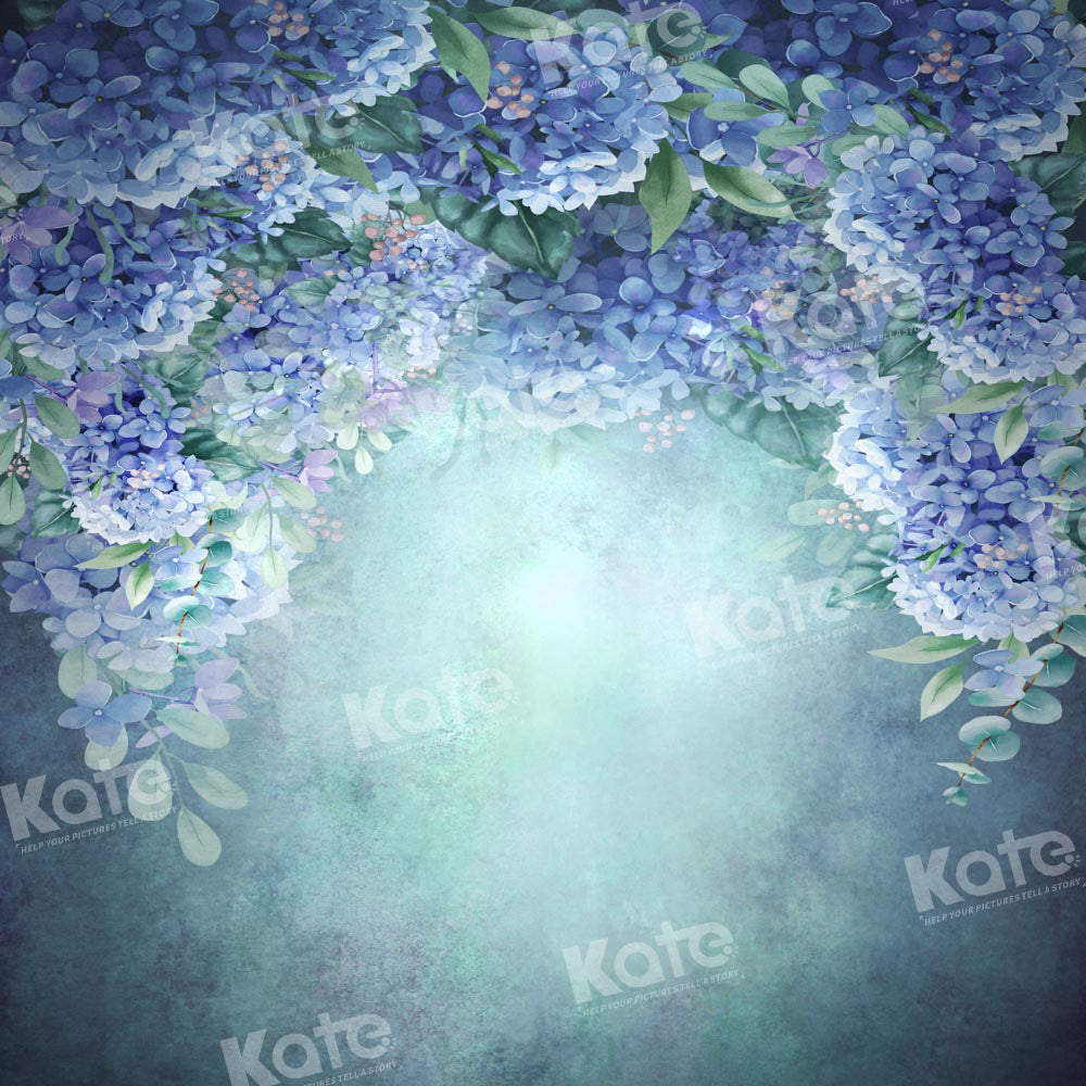 Kate Blue Backdrop Blooming Flowers Hand Painted Designed by GQ - Kate Backdrop AU