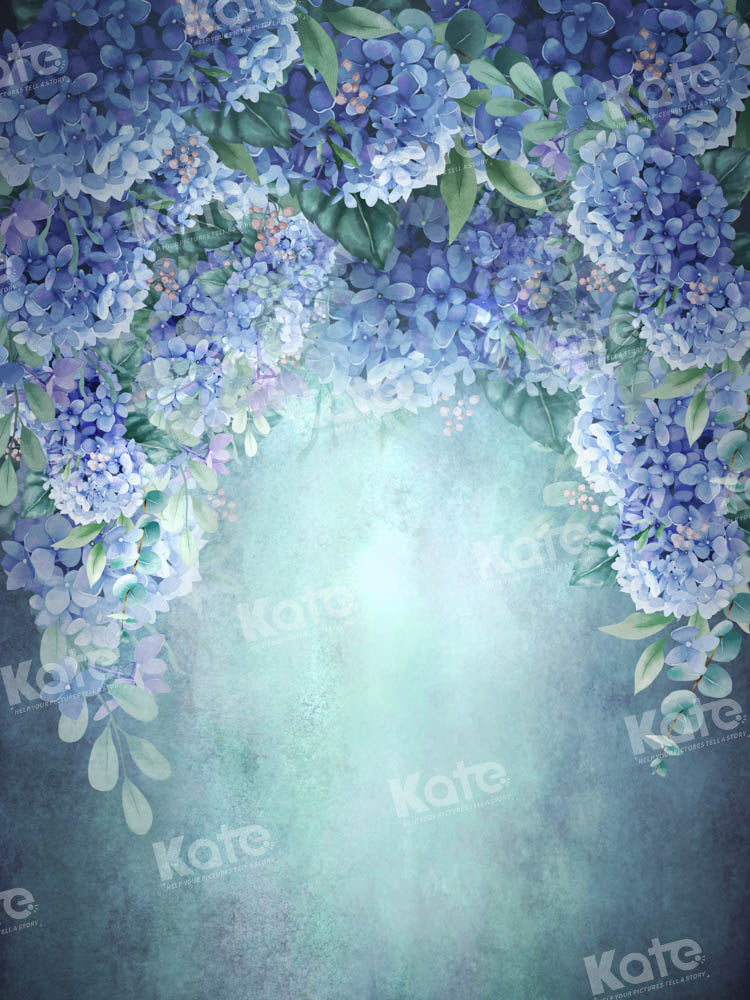 Kate Blue Backdrop Blooming Flowers Hand Painted Designed by GQ - Kate Backdrop AU