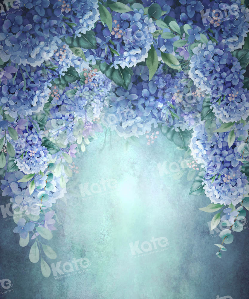 Kate Blue Backdrop Blooming Flowers Hand Painted Designed by GQ - Kate Backdrop AU