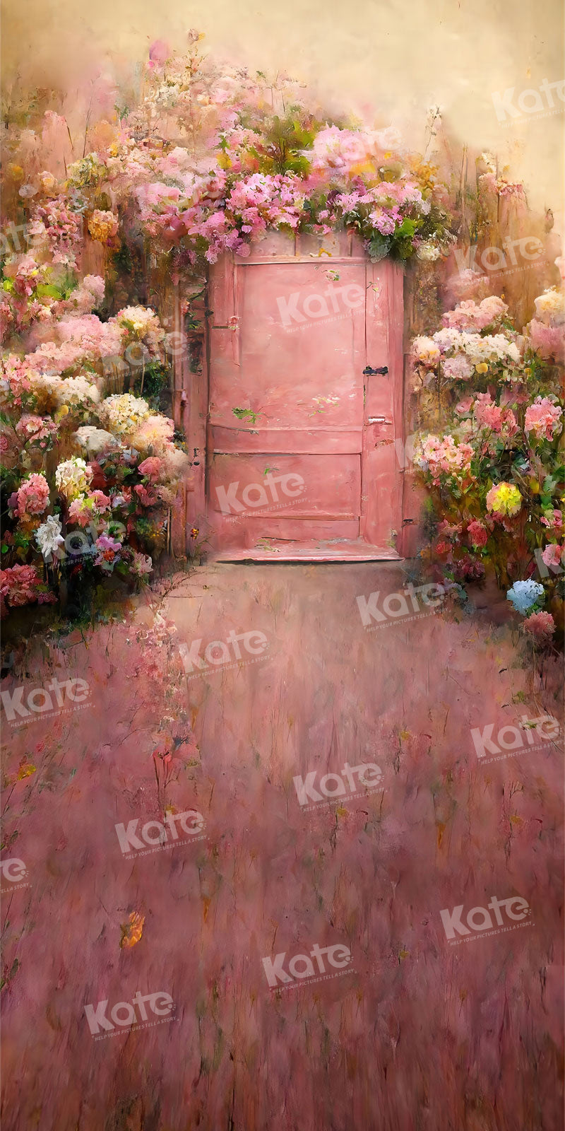 Kate Sweep Pink Flower Backdrop Barn Door for Photography