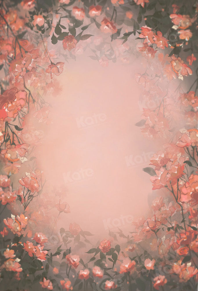 Kate Fine Art Orange Red Floral Backdrop Designed by GQ