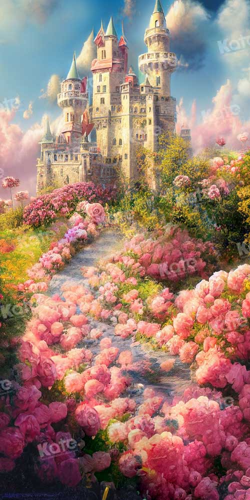 Kate Dream Castle Garden Backdrop Fairy Tale World Flower Spring Designed by Chain Photography