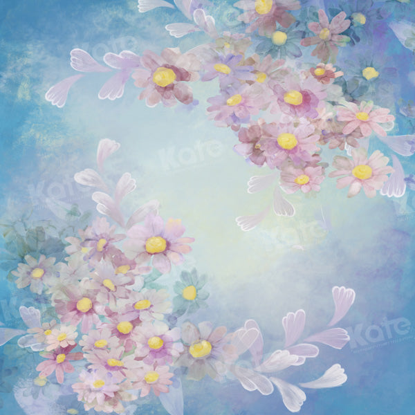 Kate Blue Abstract Flower Backdrop Fine Art Portrait Designed by GQ - Kate Backdrop AU