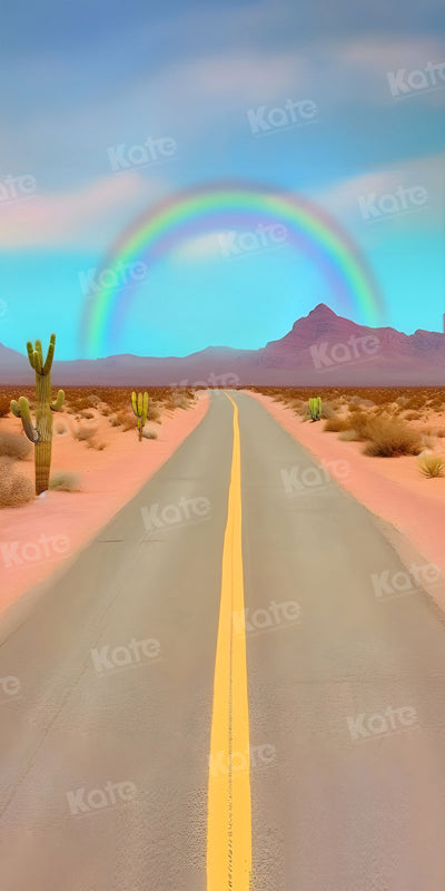 Kate Sweep Rainbow Desert Highway Cactus Backdrop for Photography