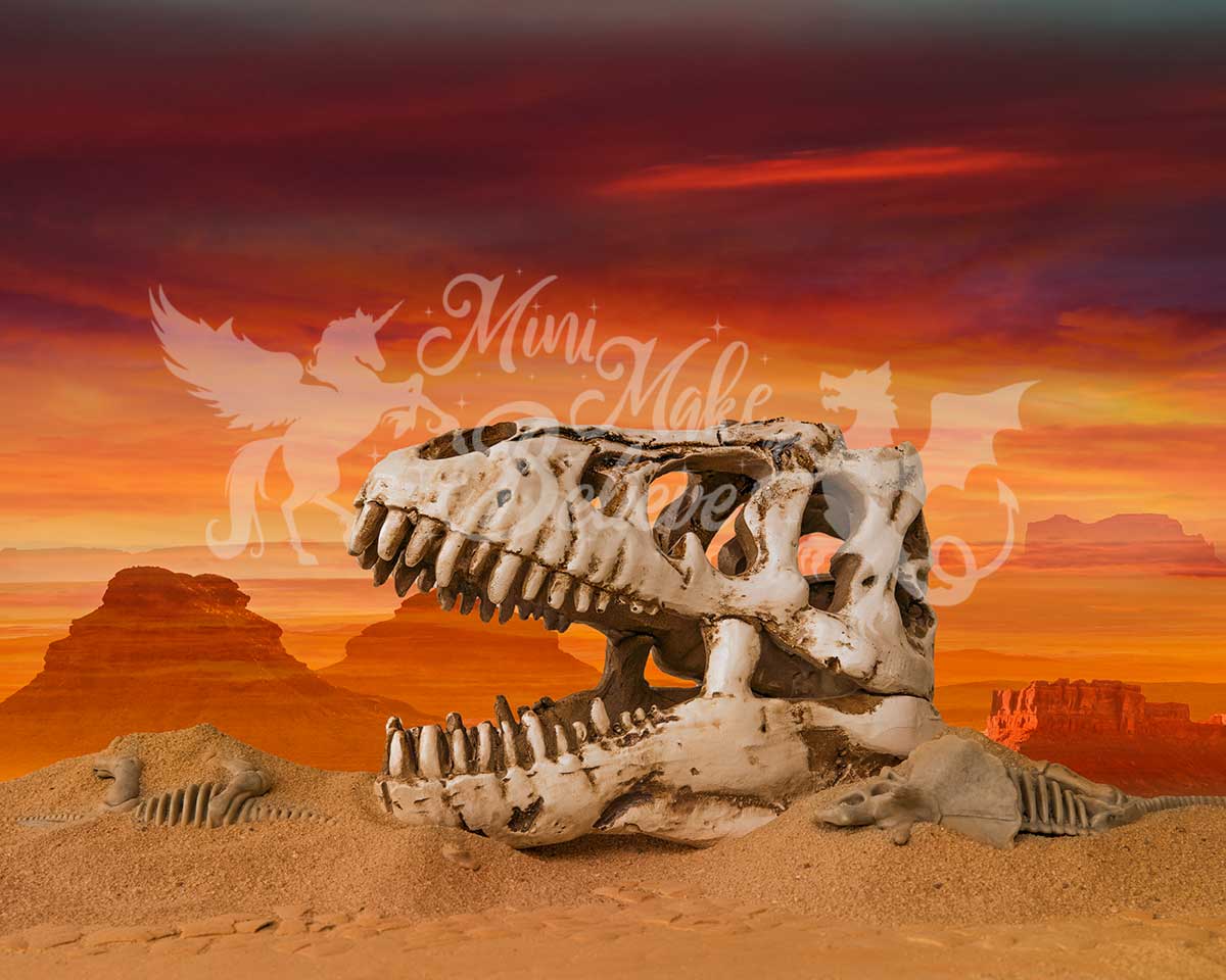 Kate Dino Skull Skeleton Desert Paleontologist Scientist Boy Backdrop Designed by Mini MakeBelieve - Kate Backdrop AU