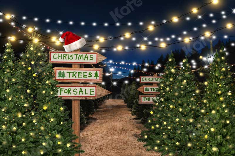 Kate Christmas Trees Filed Night Backdrop Designed by Emetselch - Kate Backdrop AU