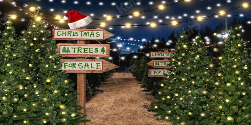 Kate Christmas Trees Filed Night Backdrop Designed by Emetselch - Kate Backdrop AU