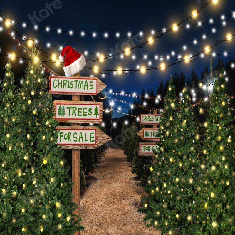 Kate Christmas Trees Filed Night Backdrop Designed by Emetselch - Kate Backdrop AU