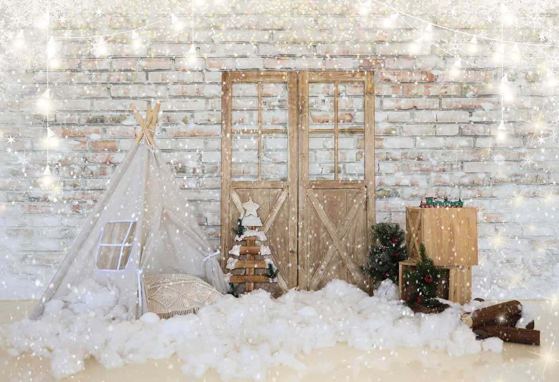 Kate Snow Christmas Barn Door Backdrop for Photography - Kate Backdrop AU
