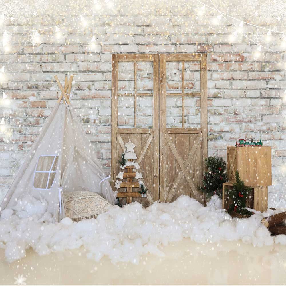 Kate Snow Christmas Barn Door Backdrop for Photography - Kate Backdrop AU