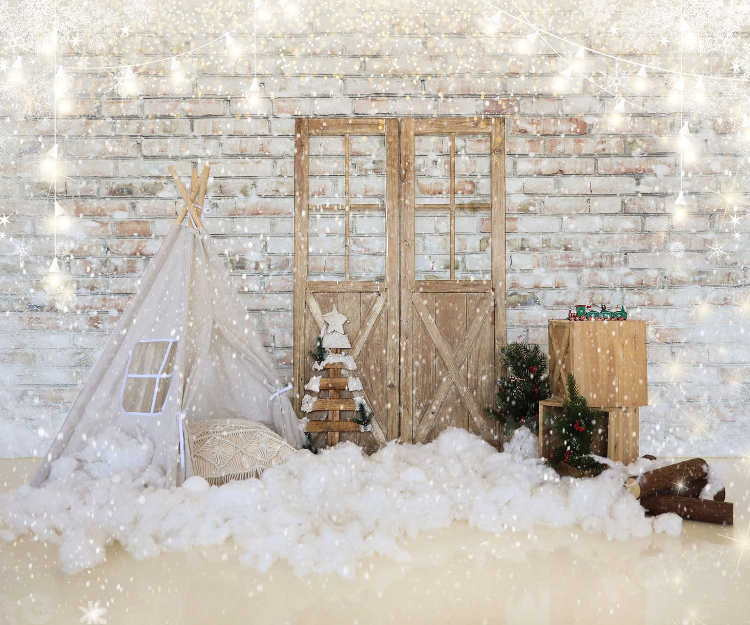 Kate Snow Christmas Barn Door Backdrop for Photography