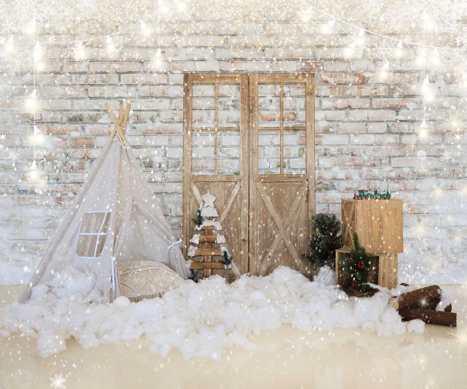Kate Snow Christmas Barn Door Backdrop for Photography - Kate Backdrop AU