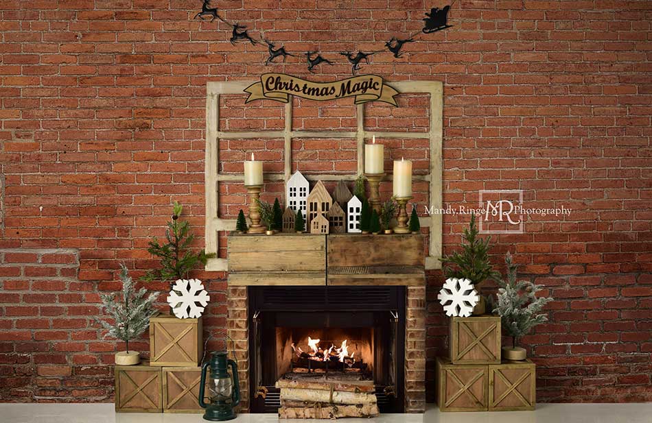 Kate Christmas Magic Brick Backdrop for Photography Designed By Mandy Ringe Photography