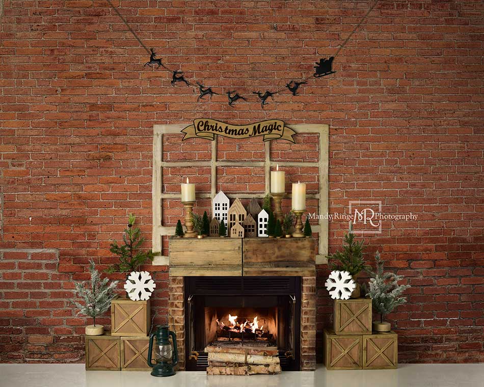 Kate Christmas Magic Brick Backdrop for Photography Designed By Mandy Ringe Photography