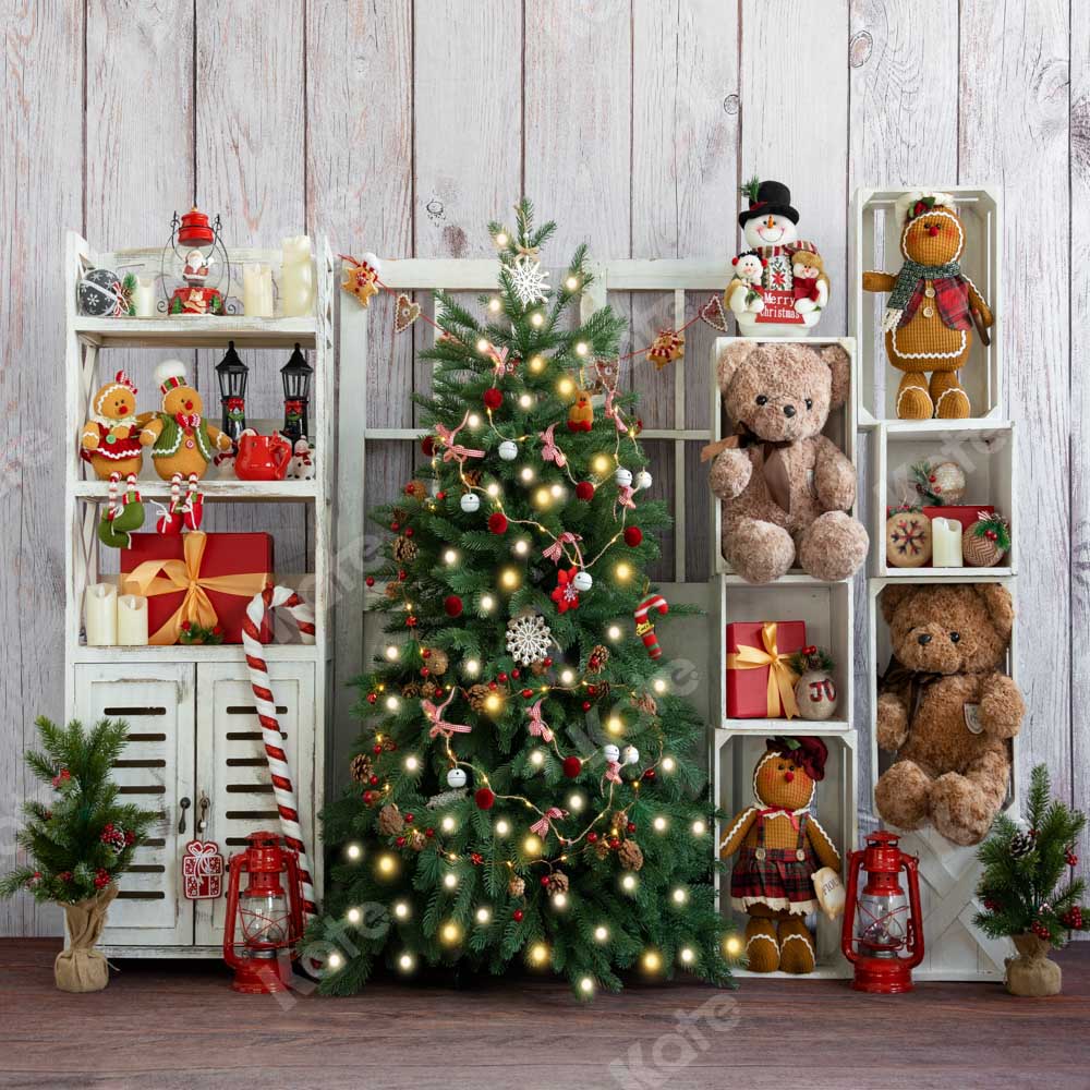 Kate Christmas Shelf Tree with Bear Gifts Backdrop Designed by Emetselch