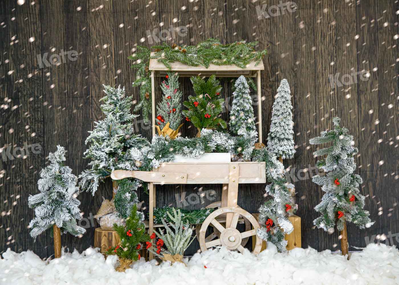 Kate Christmas Tree Backdrop Winter Snow Designed by Emetselch