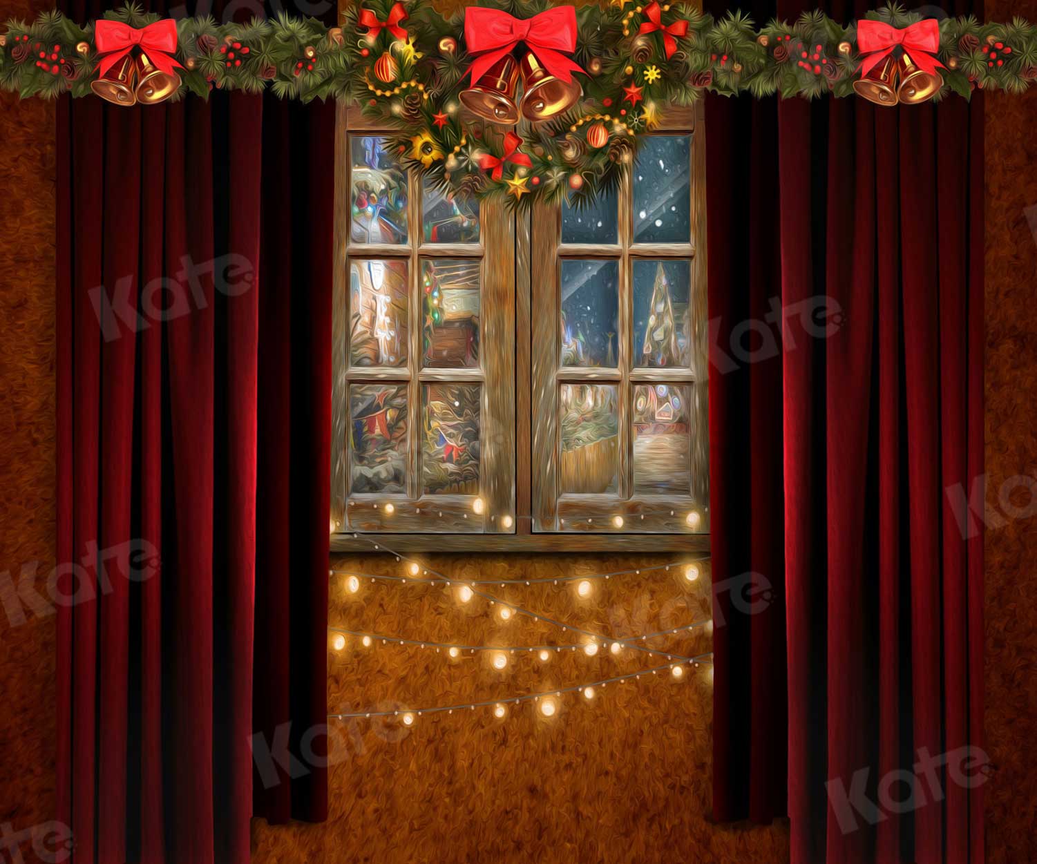 Kate Christmas Window Bling Backdrop for Photography