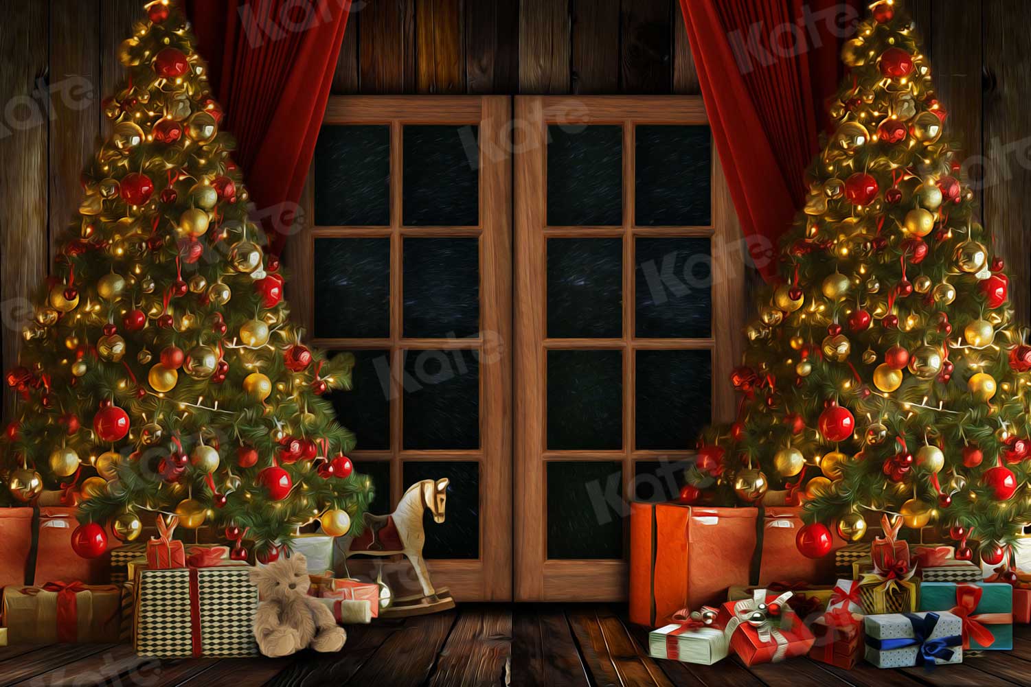 Kate Christmas Eve Night Backdrop for Photography - Kate Backdrop AU