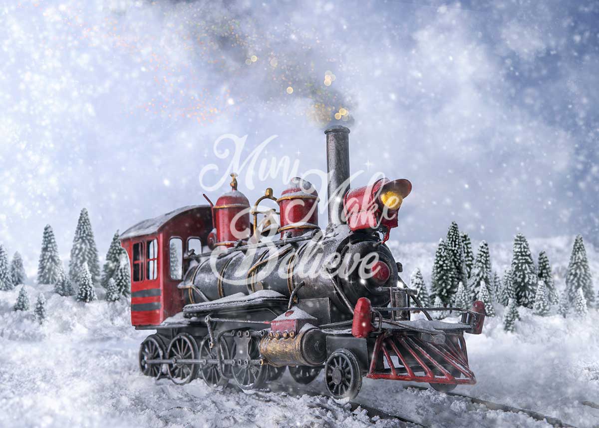 Kate Winter Snowflake Train Backdrop Designed by Mini MakeBelieve - Kate Backdrop AU