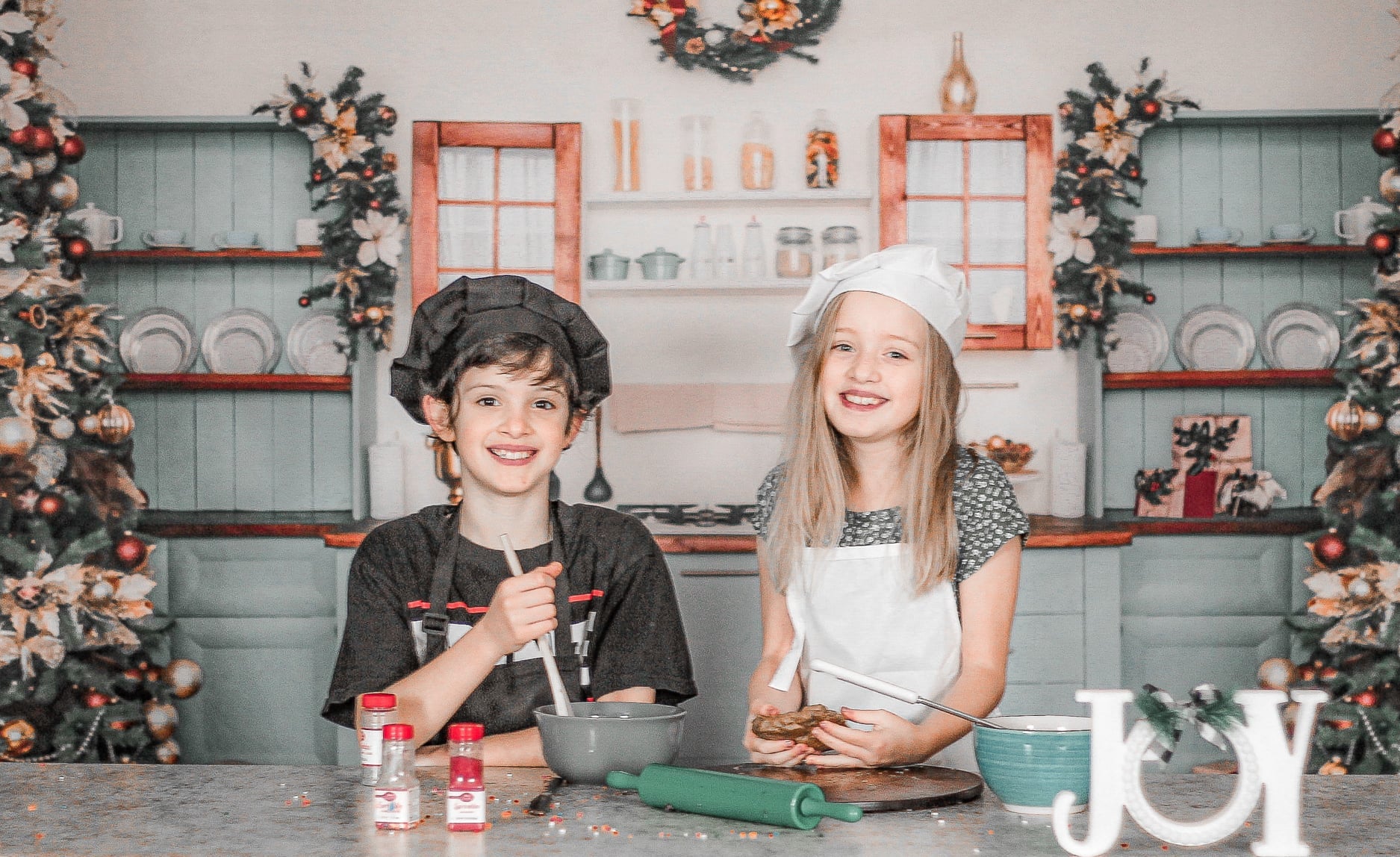 Kate Christmas Kitchen Room Backdrop for Photography