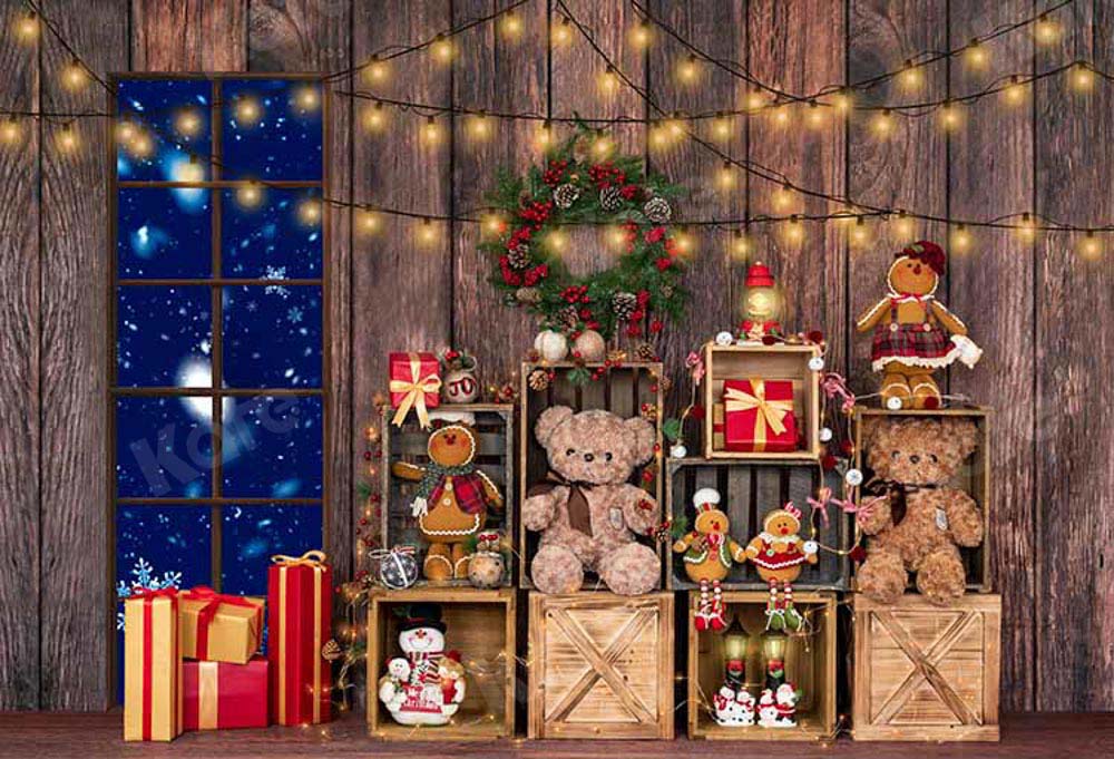 Kate Christmas Gifts Winter Wood Backdrop Designed by Emetselch - Kate Backdrop AU