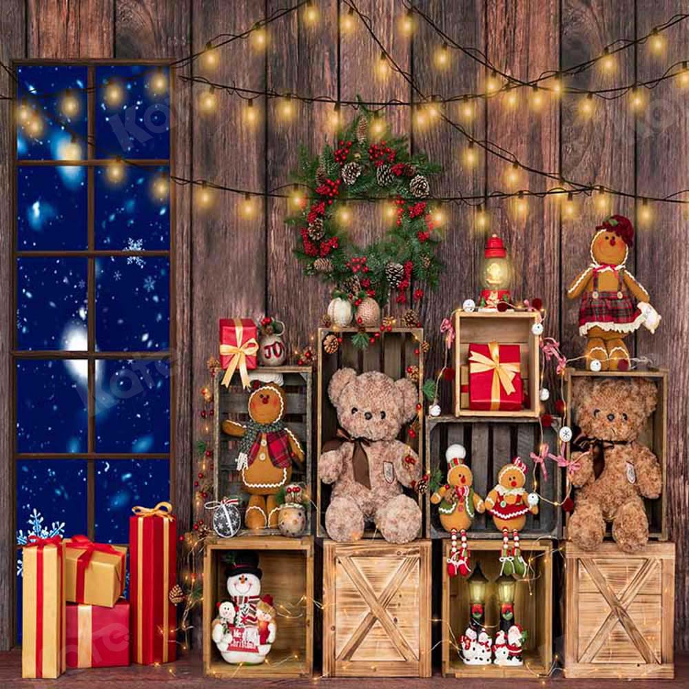 Kate Christmas Gifts Winter Wood Backdrop Designed by Emetselch - Kate Backdrop AU