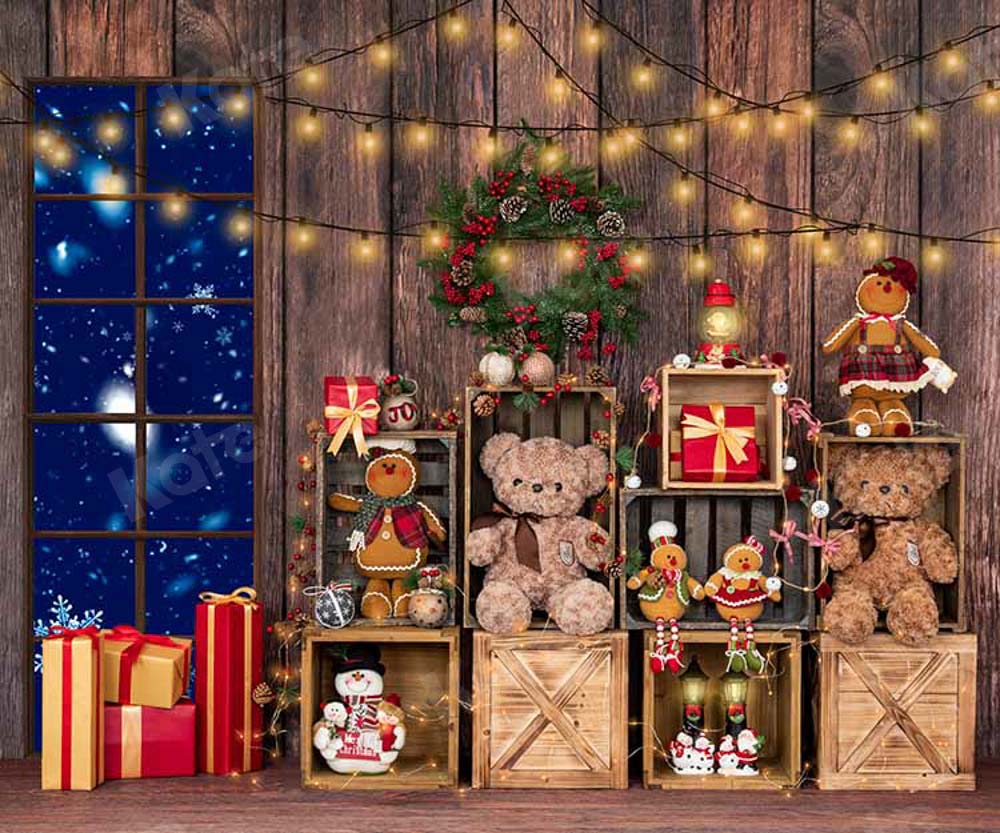 Kate Christmas Gifts Winter Wood Backdrop Designed by Emetselch - Kate Backdrop AU