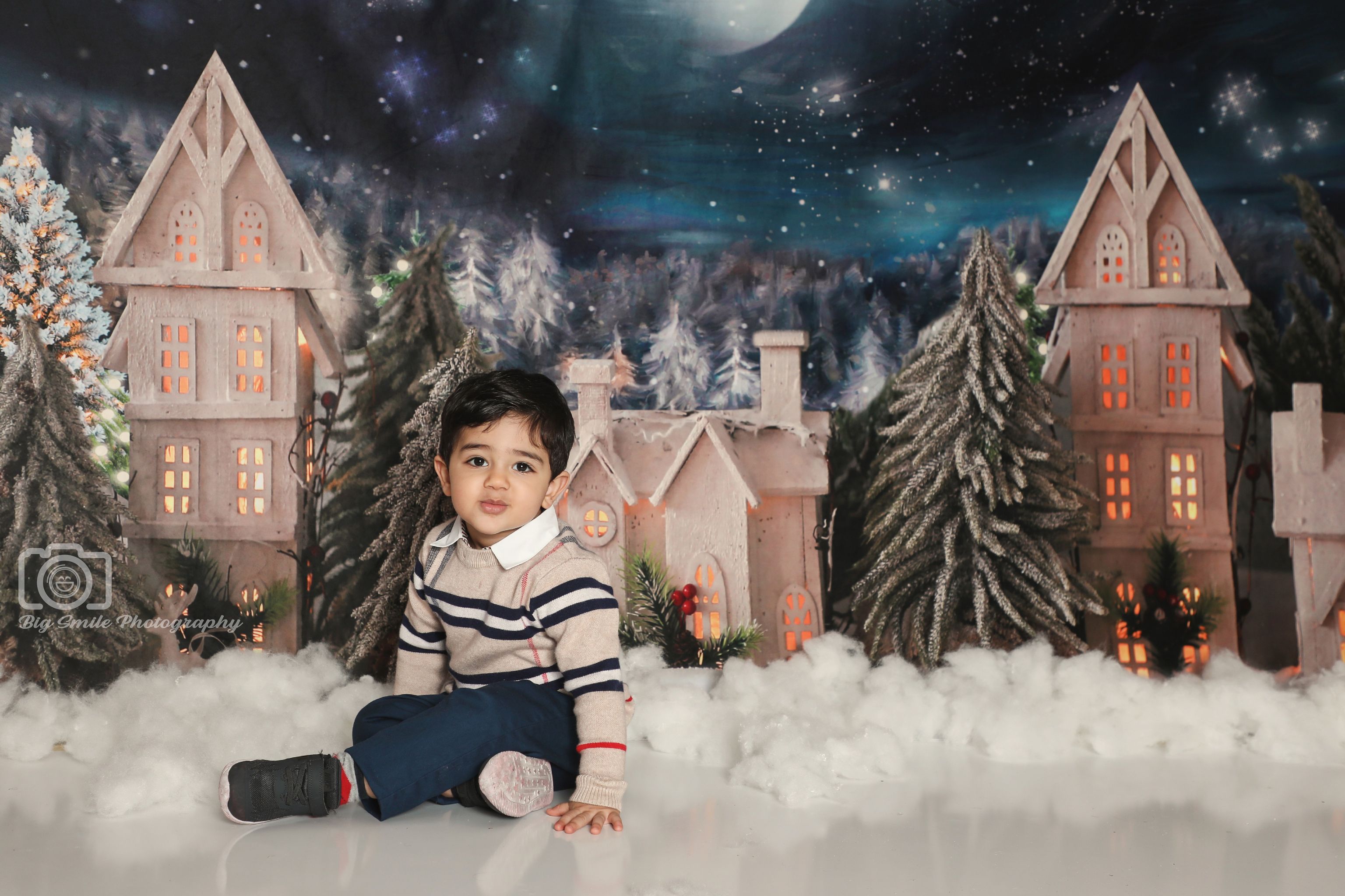 Kate Winter Night Christmas House Backdrop for Photography