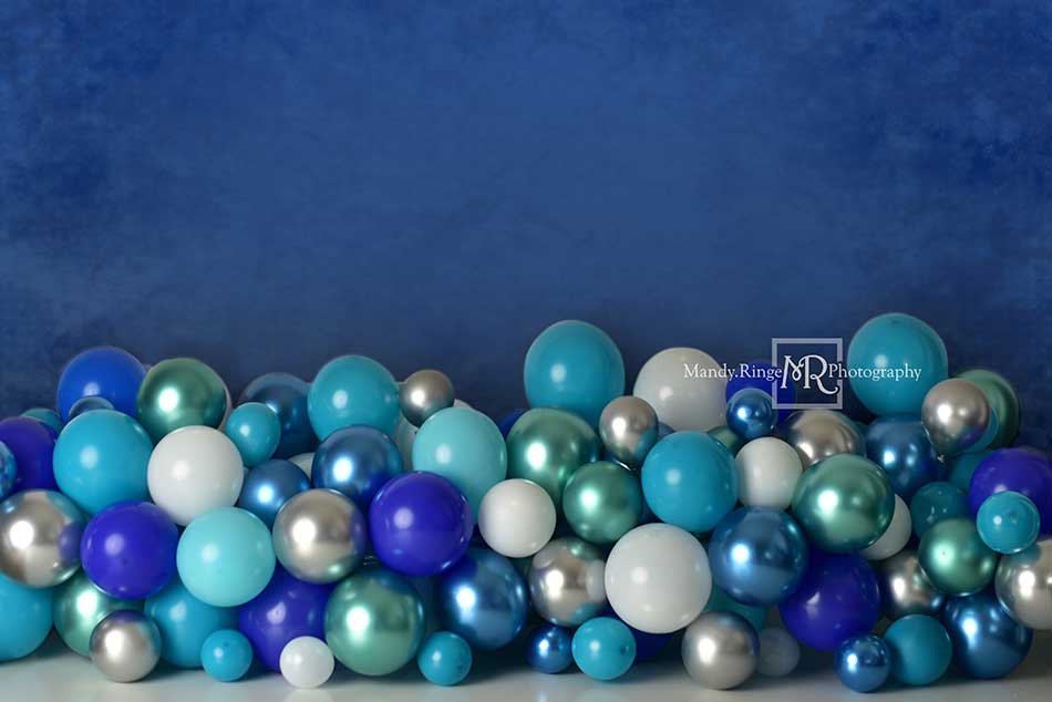Kate Cake Smash Backdrop Blue Balloon Designed by Mandy Ringe Photography - Kate Backdrop AU