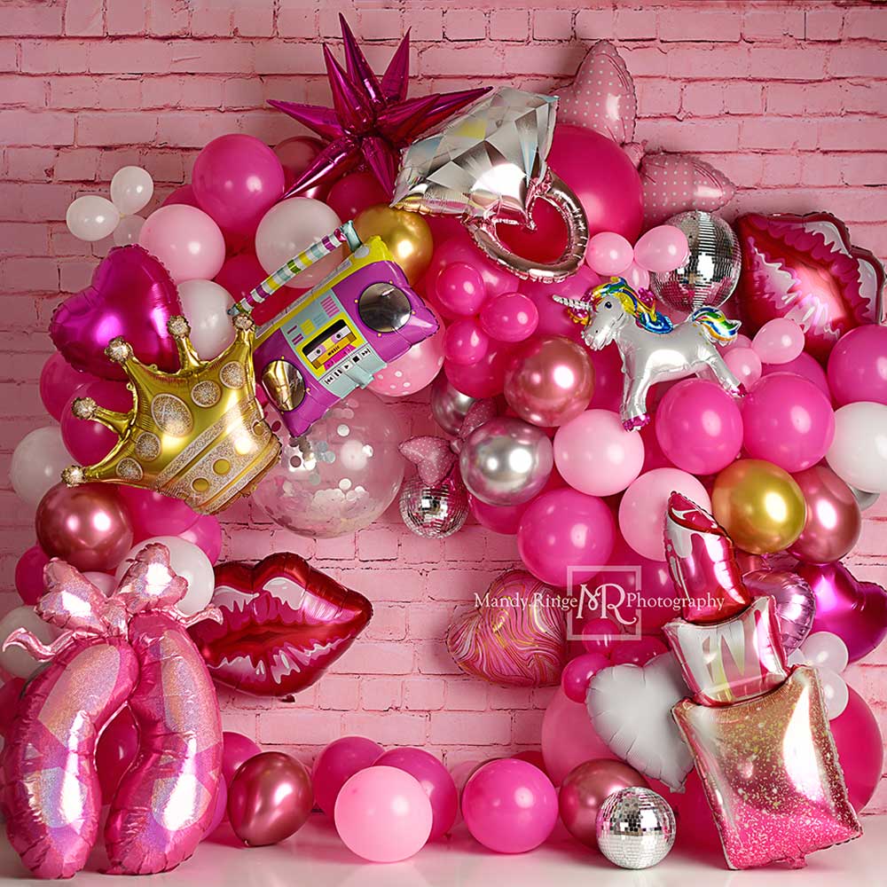 Kate Party Girly Doll Pink Cake Smash Backdrop Designed by Mandy Ringe Photography