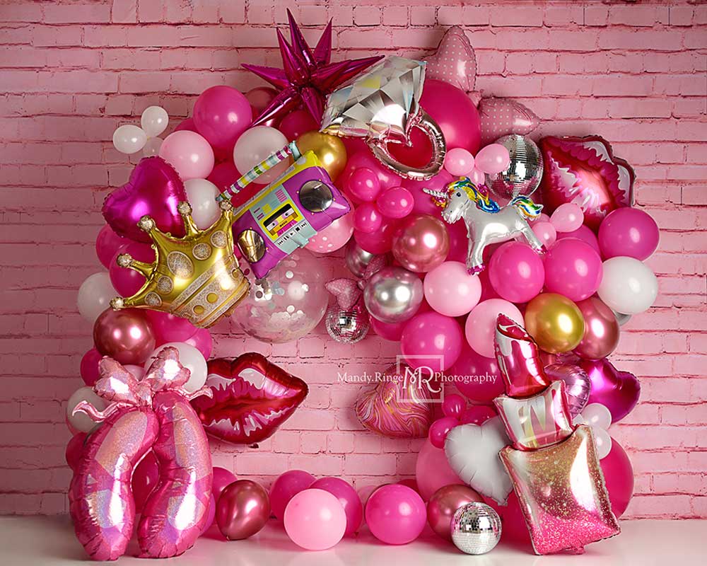 Kate Party Girly Doll Pink Cake Smash Backdrop Designed by Mandy Ringe Photography