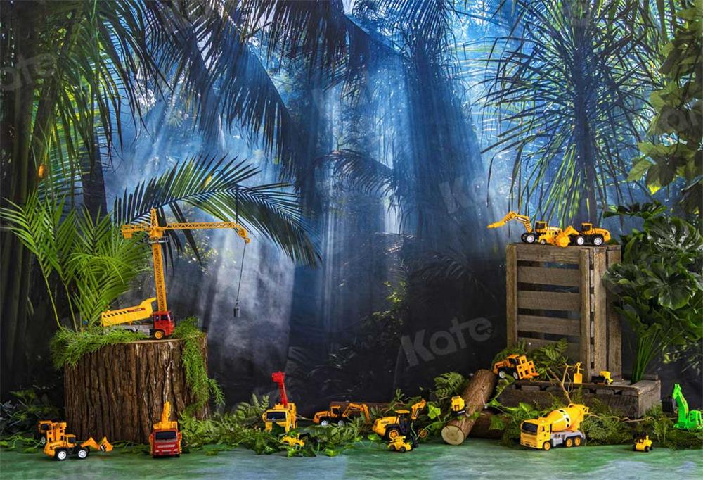 Kate Forest Construction Excavator Boy Backdrop for Photography - Kate Backdrop AU