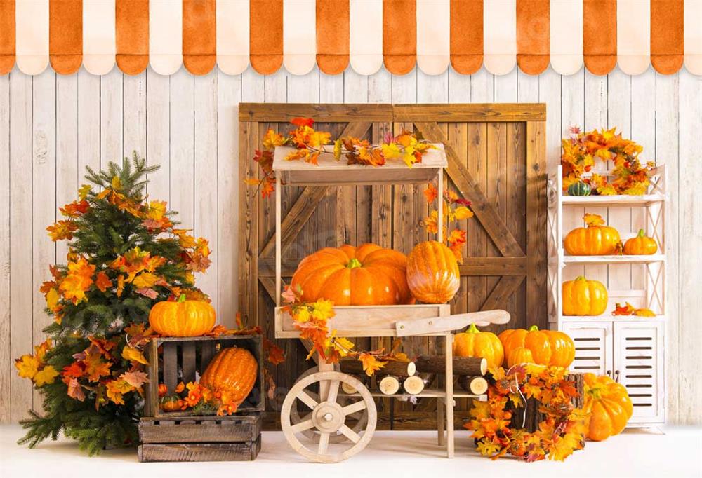 Kate Thanksgiving Pumpkins Harvest Store Backdrop for Photography - Kate Backdrop AU
