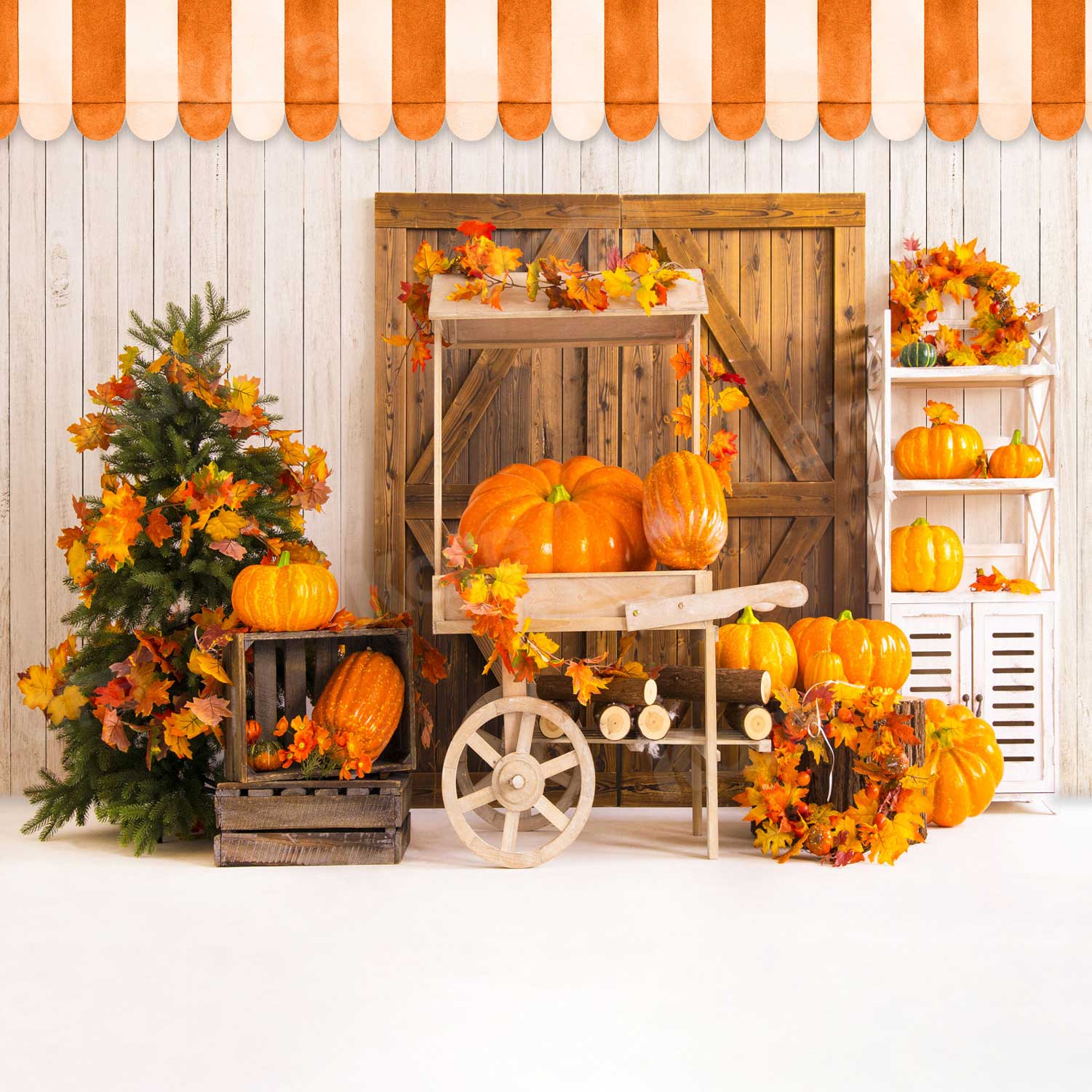 Kate Thanksgiving Pumpkins Harvest Store Backdrop for Photography - Kate Backdrop AU