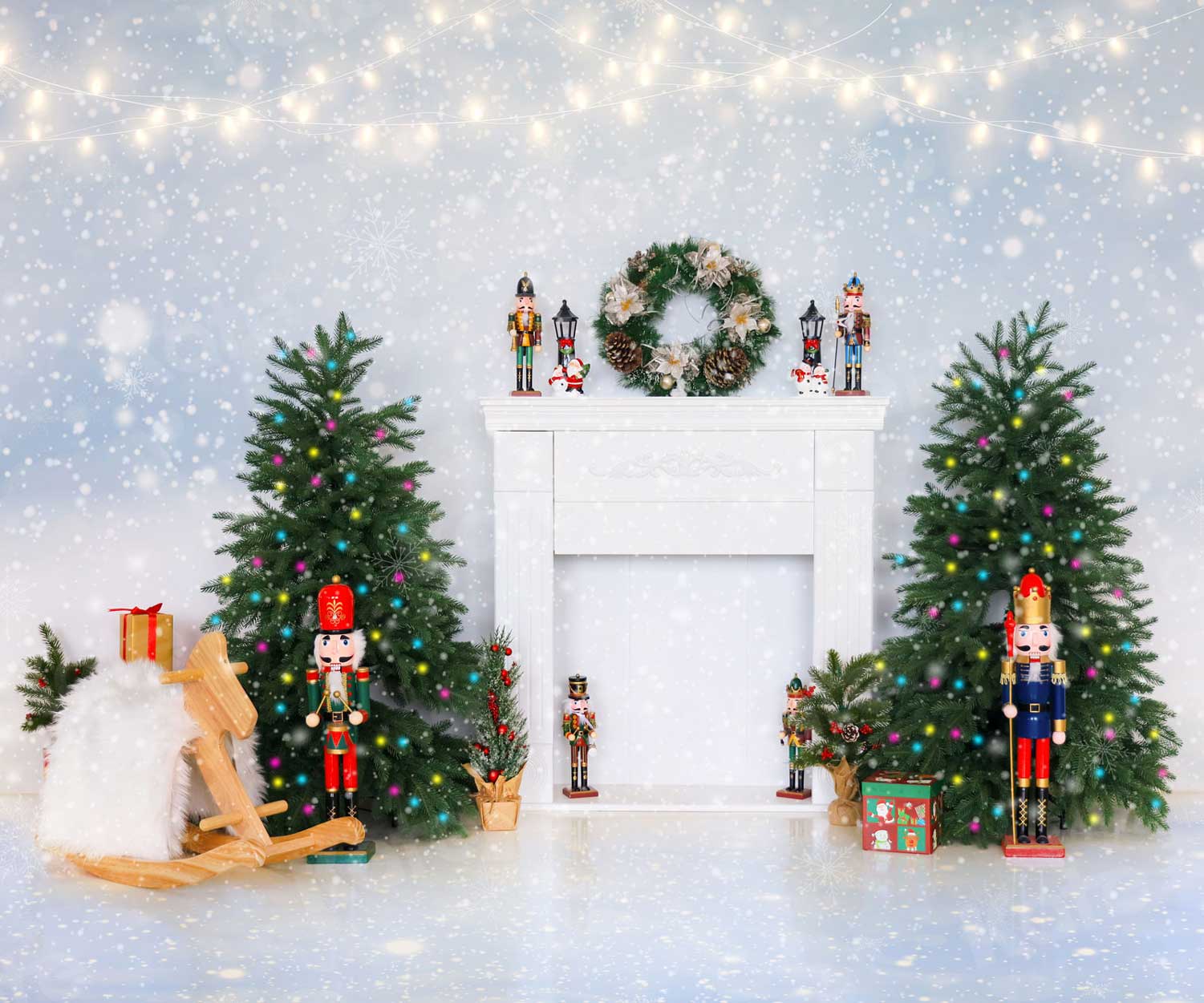 Kate Christmas Nutcracker Toys Shiny Backdrop for Photography - Kate Backdrop AU