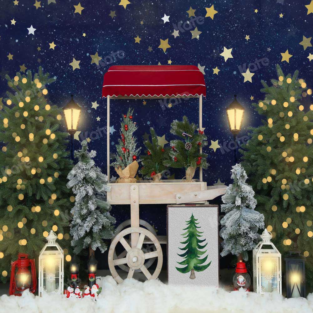 Kate Christmas Trees Night Snow Winter Backdrop Designed by Emetselch - Kate Backdrop AU