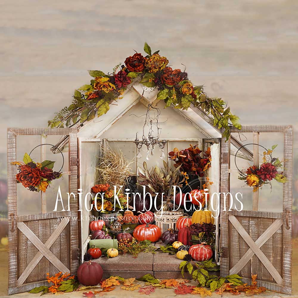 Kate Autumn Pumpkins Greenhouse Backdrop designed by Arica Kirby