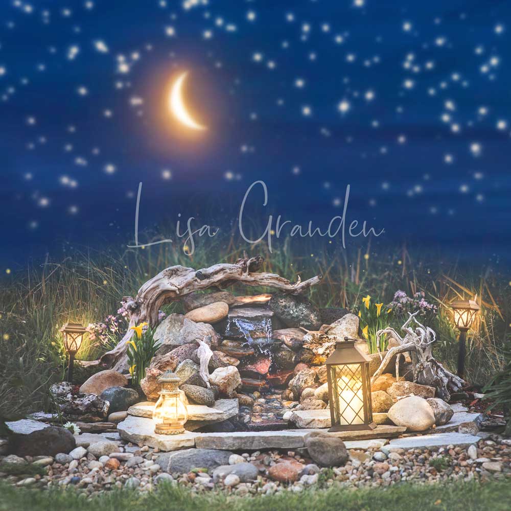 Kate Night Moon Over Pond Backdrop for Photography Designed by Lisa Granden - Kate Backdrop AU