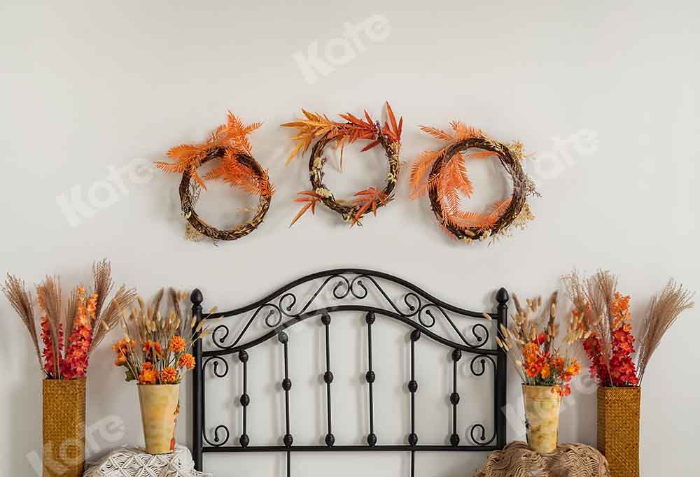 Kate Fall Boho Flowers Headboard Backdrop Designed by Emetselch