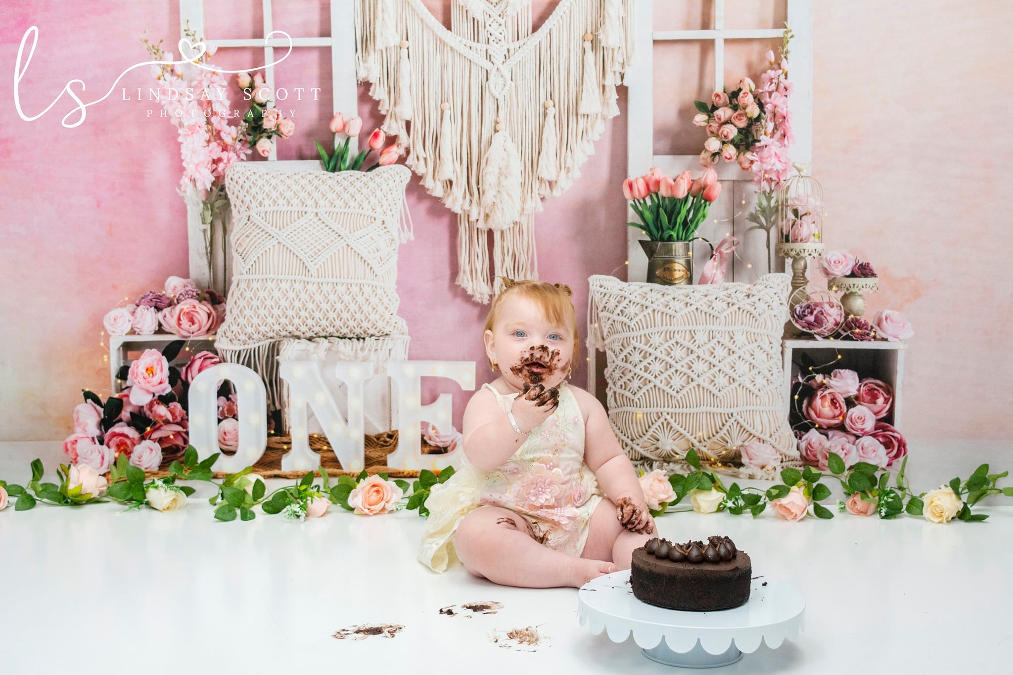 Kate Boho Flowers Backdrop Birthday Designed by Emetselch