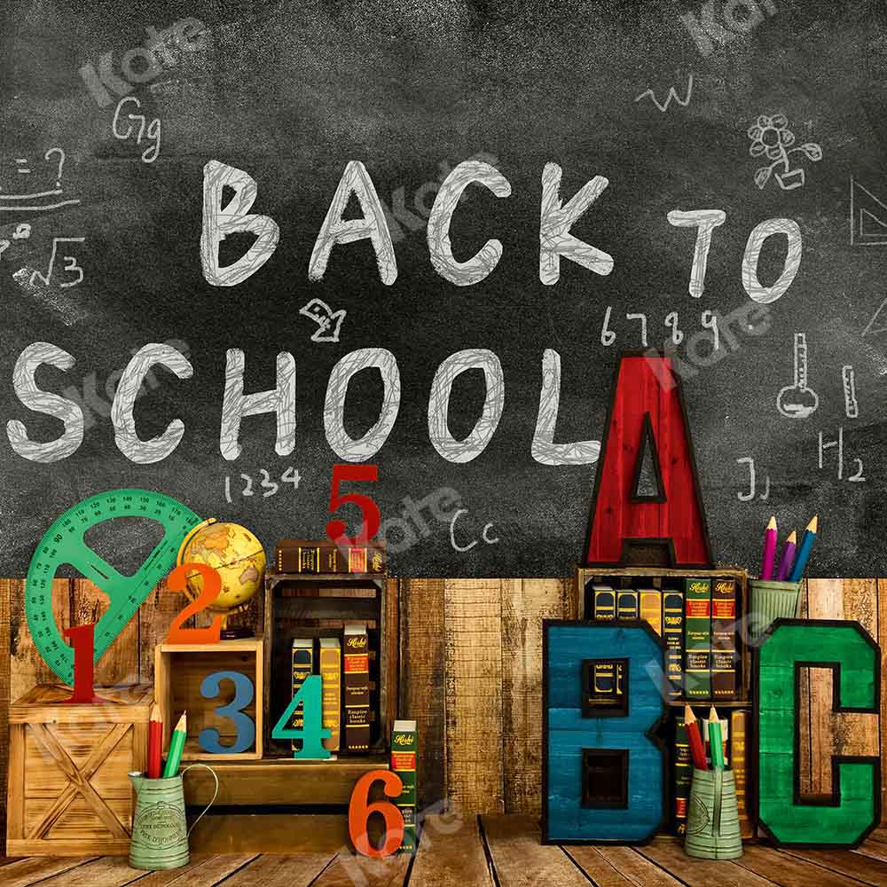 Kate Back To School Backdrop Blackboard Stationery Designed by Emetselch - Kate Backdrop AU