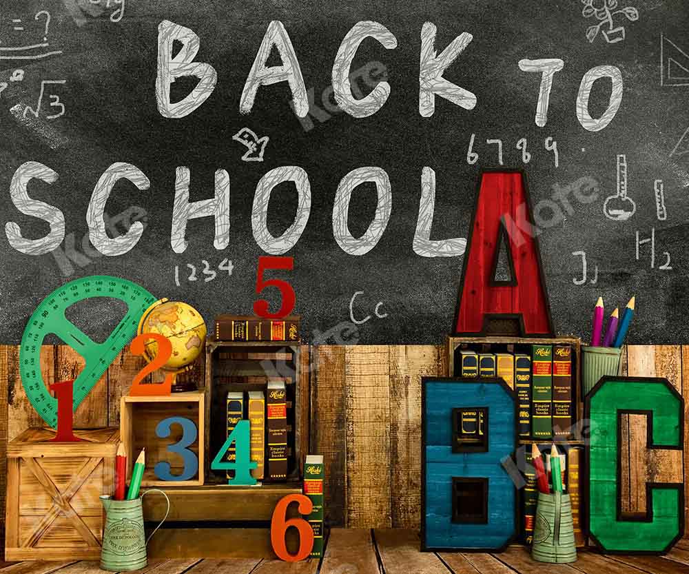 Kate Back To School Backdrop Blackboard Stationery Designed by Emetselch - Kate Backdrop AU