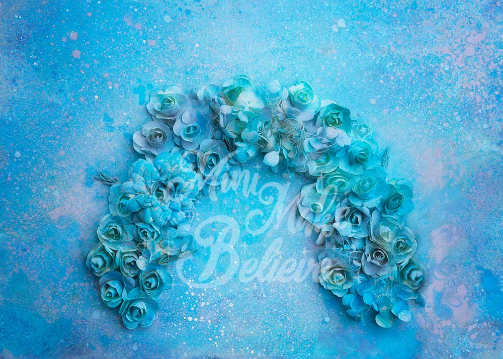 Kate Blue Floral Rose Rainbow Backdrop Designed by Mini MakeBelieve - Kate Backdrop AU