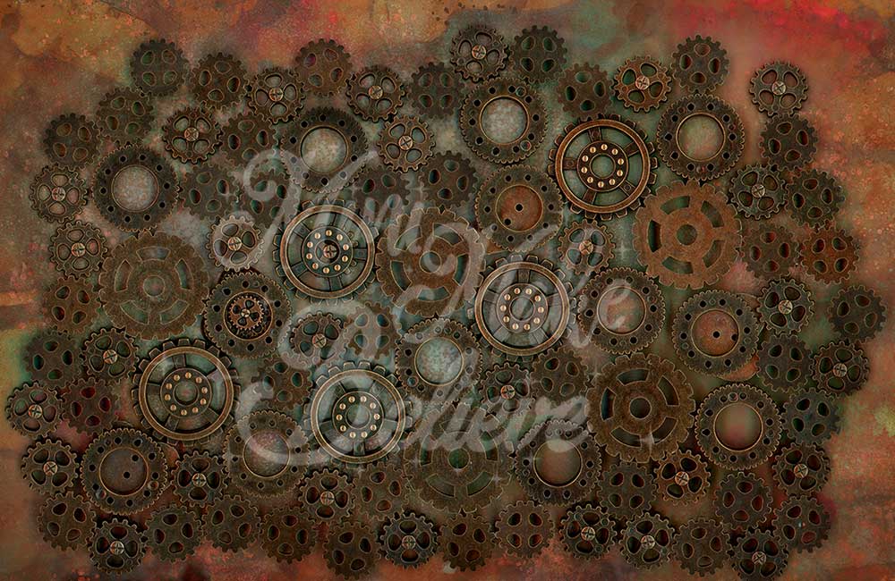 Kate Steampunk Gears Wall Backdrop for Photography Designed by Mini MakeBelieve