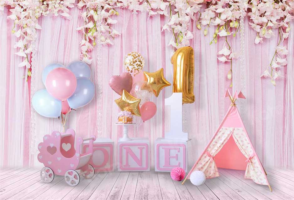Kate Girl's First Birthday Backdrop Pink Dream for Photography - Kate Backdrop AU