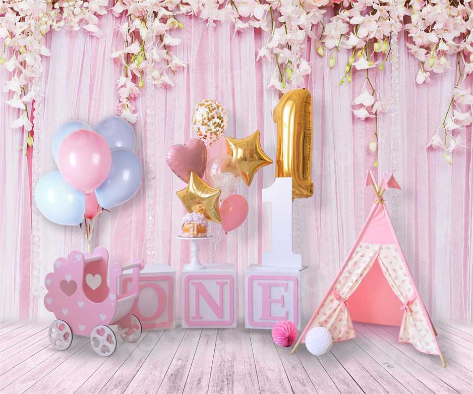 Kate Girl's First Birthday Backdrop Pink Dream for Photography - Kate Backdrop AU