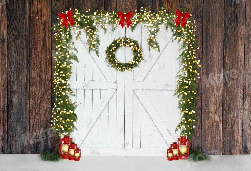 Kate Christmas White Door Brown Wall Backdrop Designed by Emetselch
