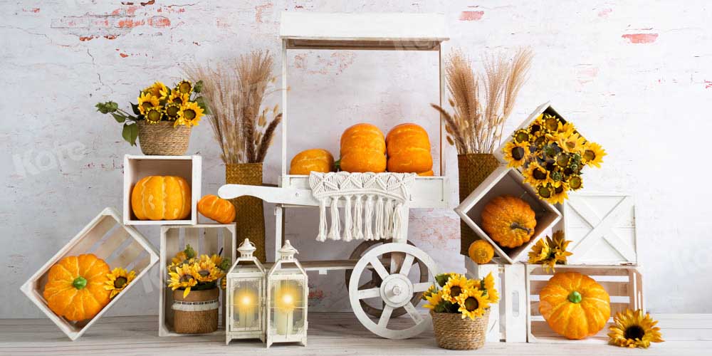 Kate Halloween Fall Pumpkin Trolley Backdrop Designed by Emetselch - Kate Backdrop AU