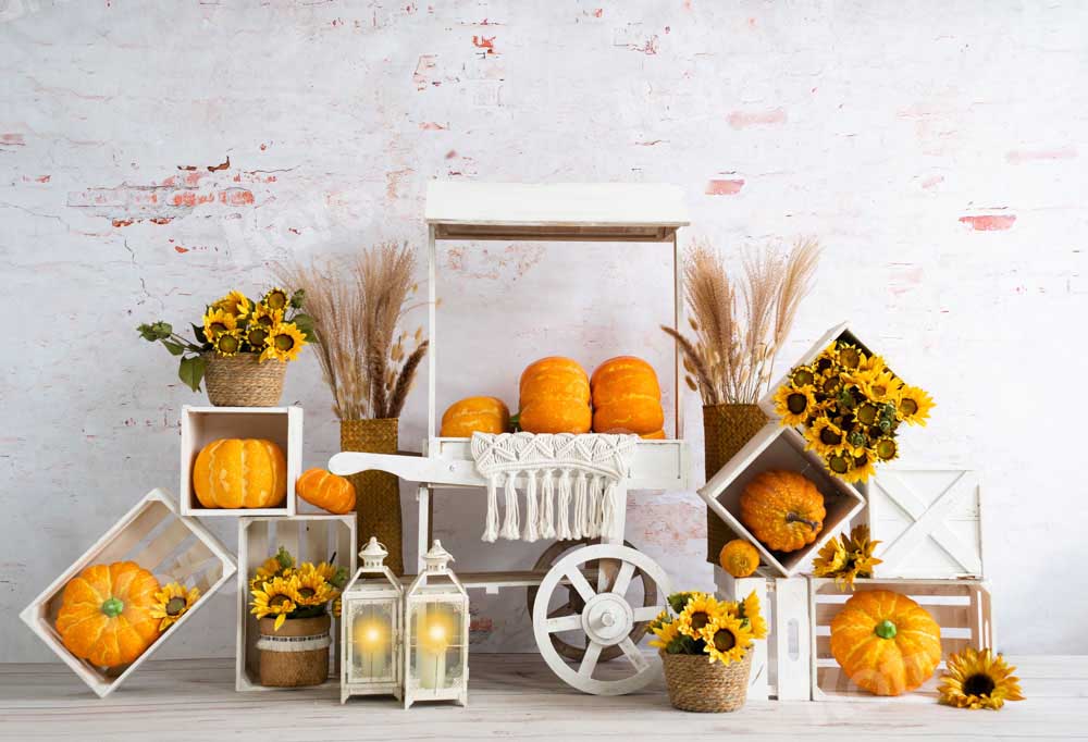 Kate Halloween Fall Pumpkin Trolley Backdrop Designed by Emetselch - Kate Backdrop AU
