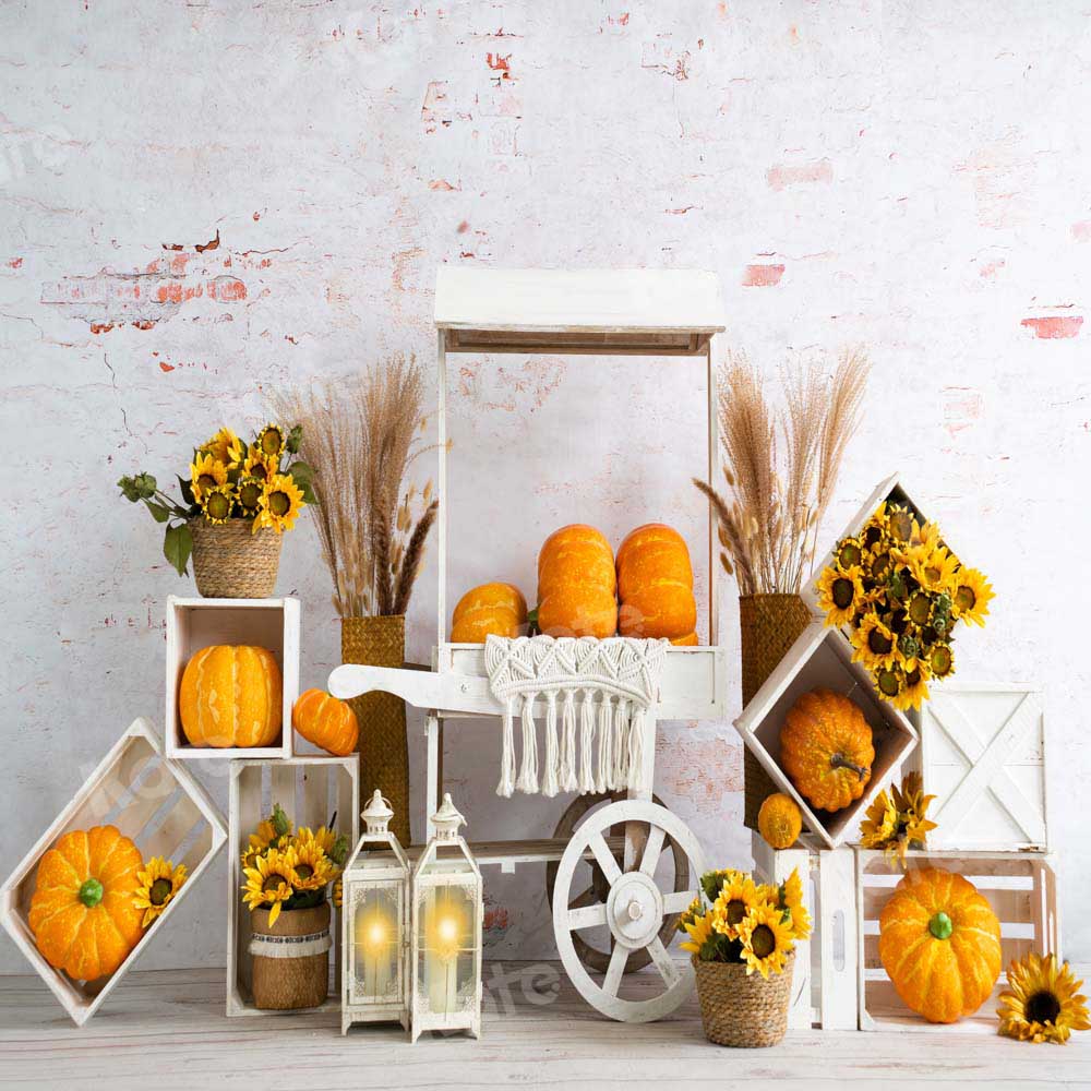 Kate Halloween Fall Pumpkin Trolley Backdrop Designed by Emetselch - Kate Backdrop AU